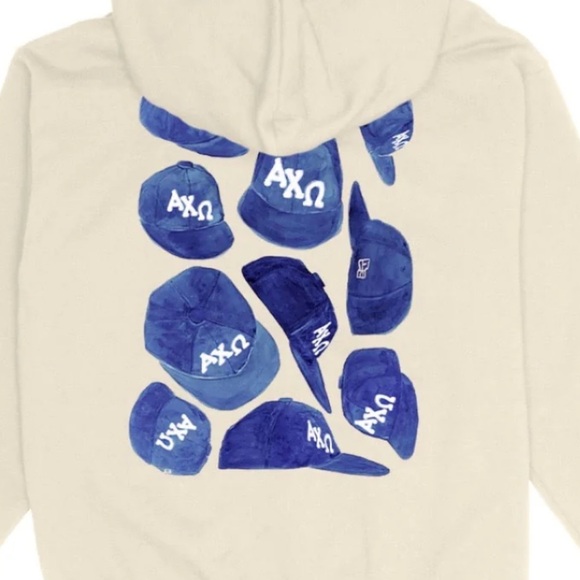 Alpha Chi Omega Cream Hoodie Sweatshirt Size Medium NWOT - Picture 8 of 8